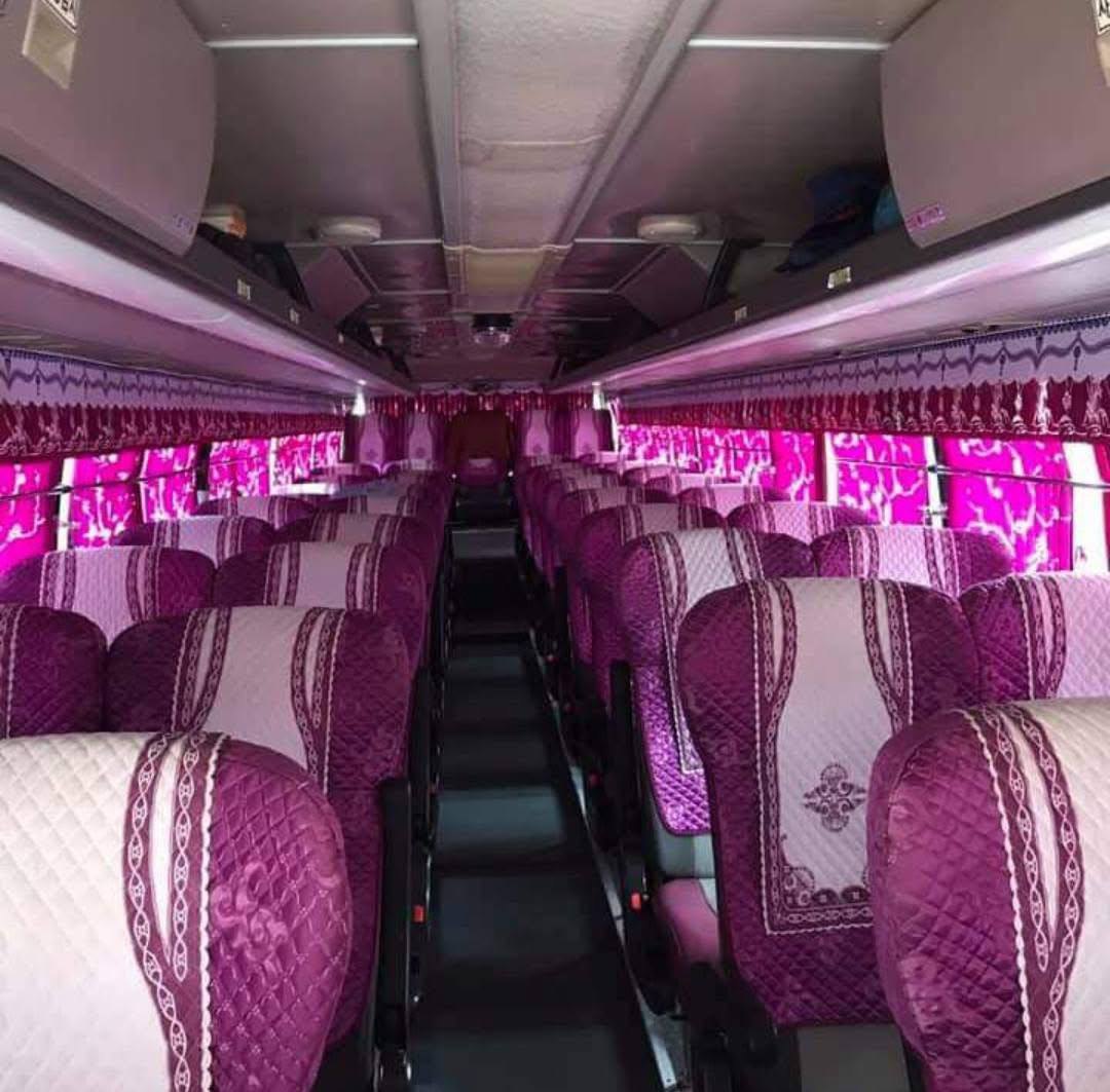 Nội thất xe với hàng ghế màu tím